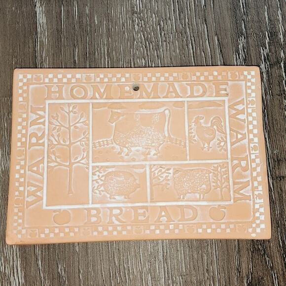 Vintage Terra Cotta Pottery Bread Bun Warmer Stone for Basket trivet wall hanger - Picture 1 of 6